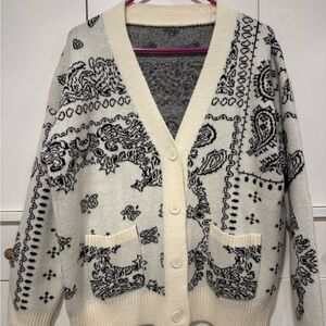 Women's Cream and Black Cardigan